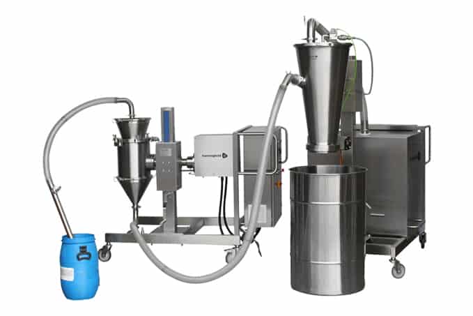 pneumatic conveying of pharmaceutical powders