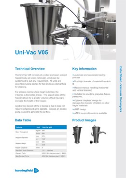 Uni-Vac V05 Data Sheet
