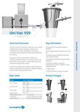 Uni-Vac V20 Data Sheet