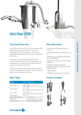 Uni-Vac V30 Data Sheet