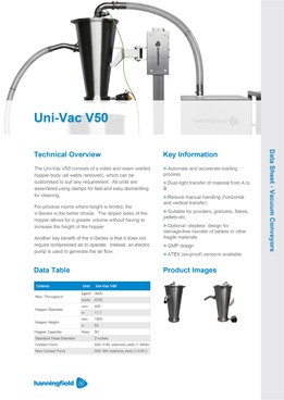 Uni-Vac V50 Data Sheet