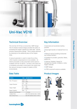 Uni-Vac VC10 Data Sheet