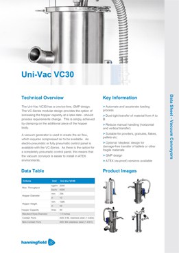 Uni-Vac VC30 Data Sheet